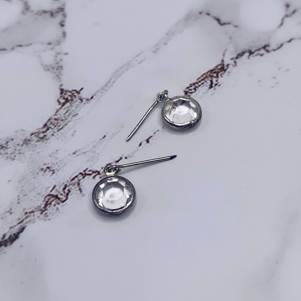 Clear Round Crystal Silver Dangle Doll Earrings • 18 Inch Doll Jewelry