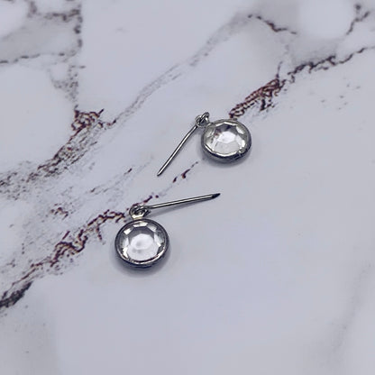 Clear Round Crystal Silver Dangle Doll Earrings • 18 Inch Doll Jewelry