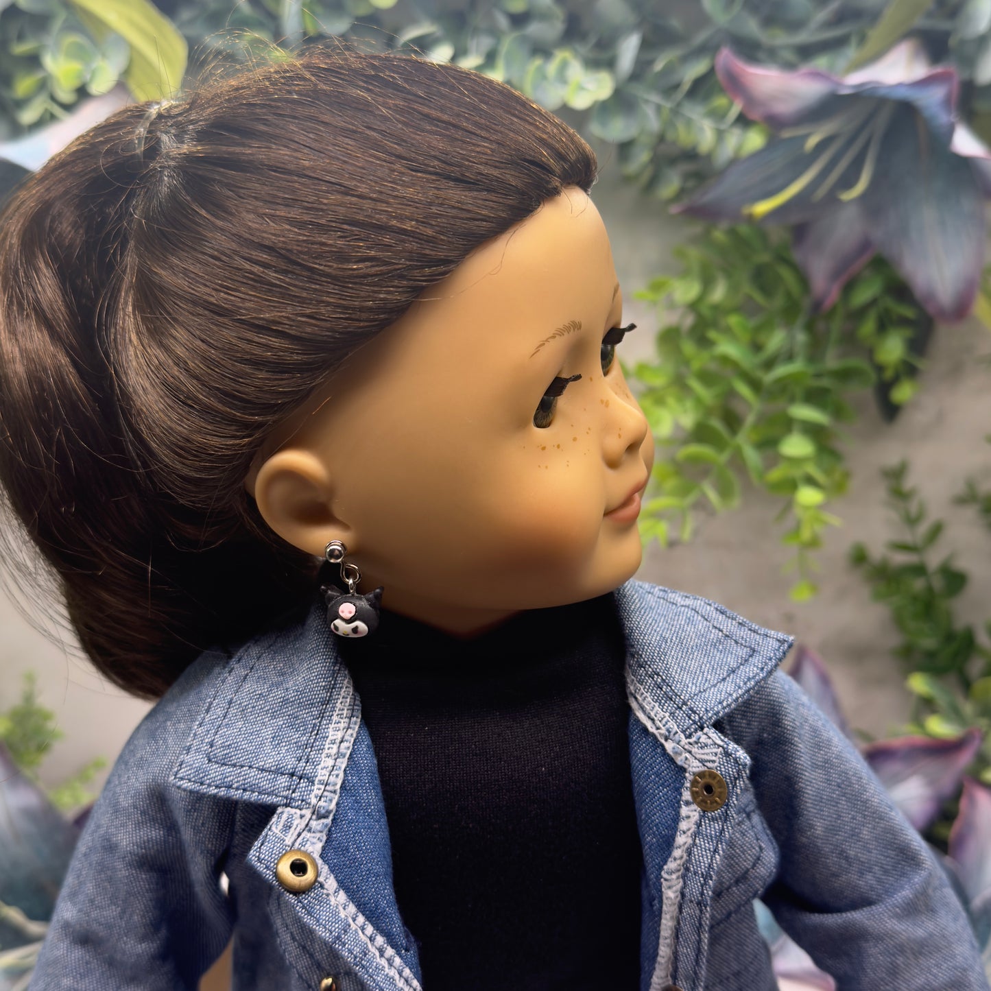 Kuromi Sanrio Charm Doll Earring DANGLE ONLY • 18” Fashion Doll Jewelry