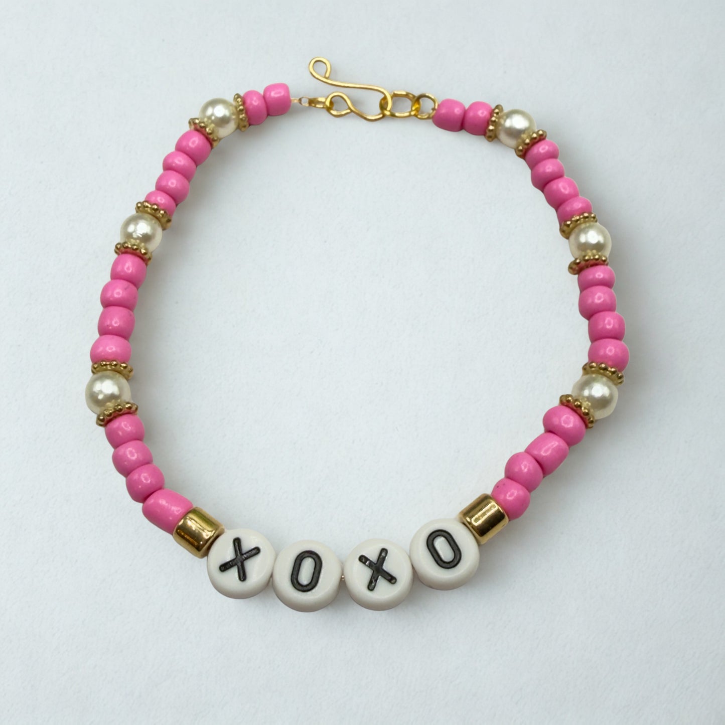Pink & Pearl Beaded XOXO Doll Necklace Valentine’s Day • 18 Inch Fashion Doll Jewelry