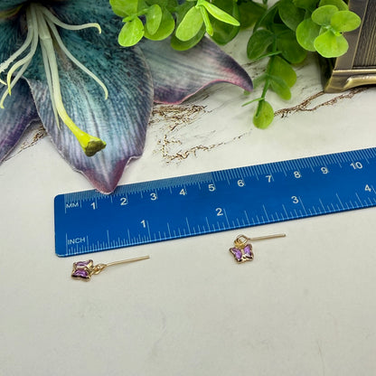 Purple Acrylic Crystal Butterfly Charm Gold Doll Necklace and Earrings for 16 Inch Fashion Dolls