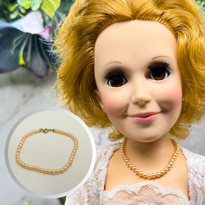 Peach Color Pearl Doll Necklace • 18-22 Inch Fashion Vintage Doll Jewelry