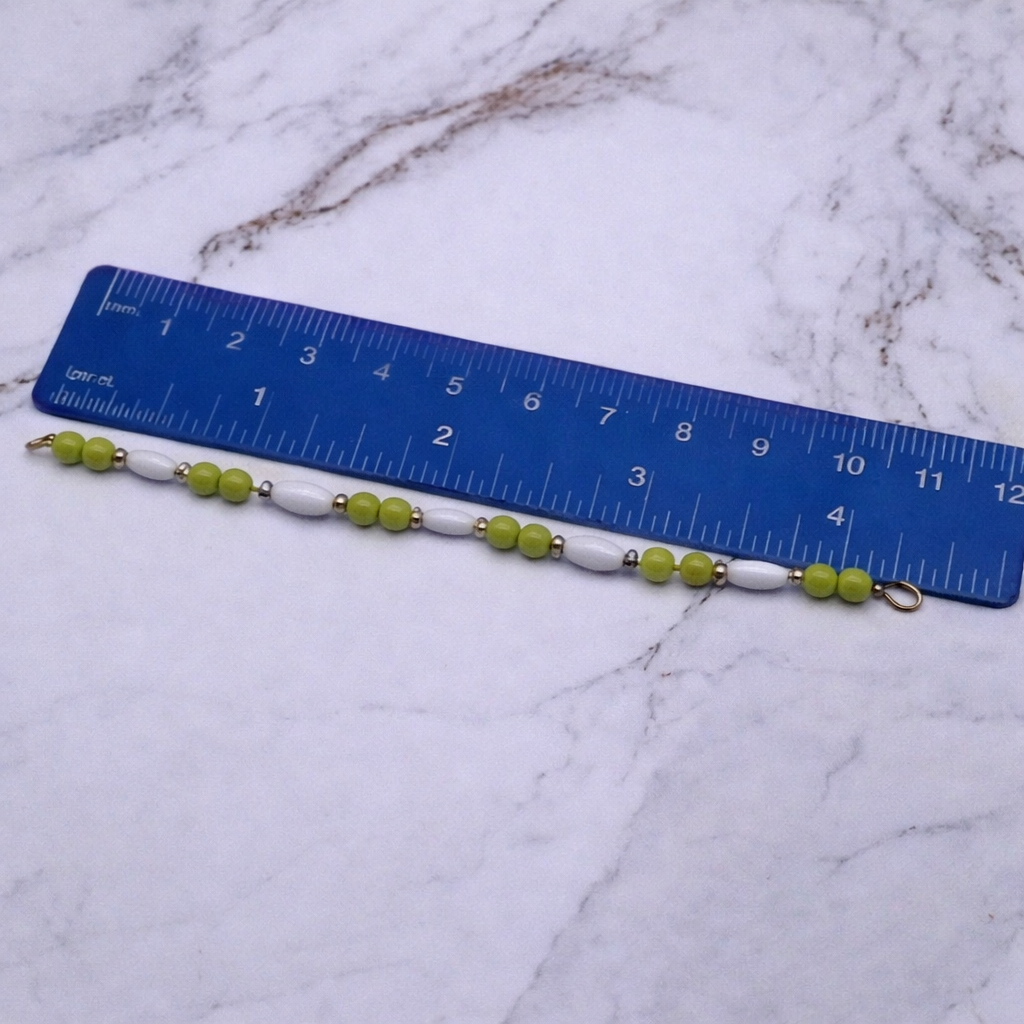 Green White Beaded Necklace for 14” Doll fits Wellie Wisher Doll