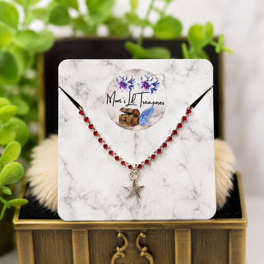 Red Rhinestone Silver Star Charm Doll Necklace for 16 Inch Fashion Doll