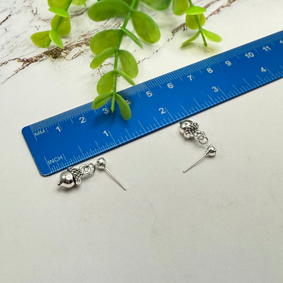 Silver Acorn Autumn Dangle Rhinestone Post Doll Earrings | for 18 Inch Fashion Dolls