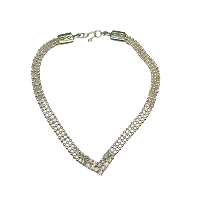 Clear Rhinestone V-Shape Silver Connected Ball Design Chain Doll Necklace • 18 Inch Fashion Doll Jewelry