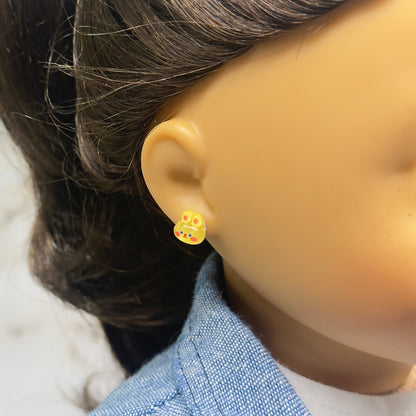 Yellow Bunny Easter Post Doll Earrings • 2mm Post for 18 Inch Fashion Doll
