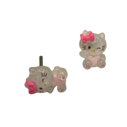 Hello Cat Kitty Pink Bow Post Doll Earrings •2mm Post fit 18 Inch Fashion Doll