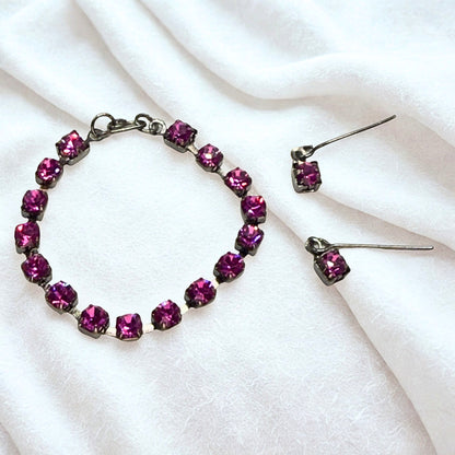 Hot Pink Rhinestone Doll Necklace & Earrings • 14 Inch Fashion Doll Jewelry