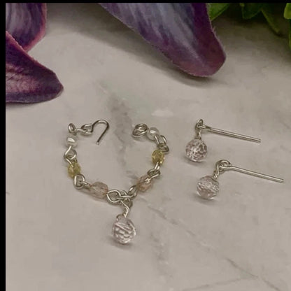 Crystal Acrylic Dangle Doll Necklace Earrings Set • 16” Fashion Doll Jewelry