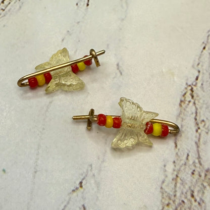 Light Yellow & Red Butterfly Doll Hair Barrettes 14-18” Fashion Dolls • Doll Hair Accessories