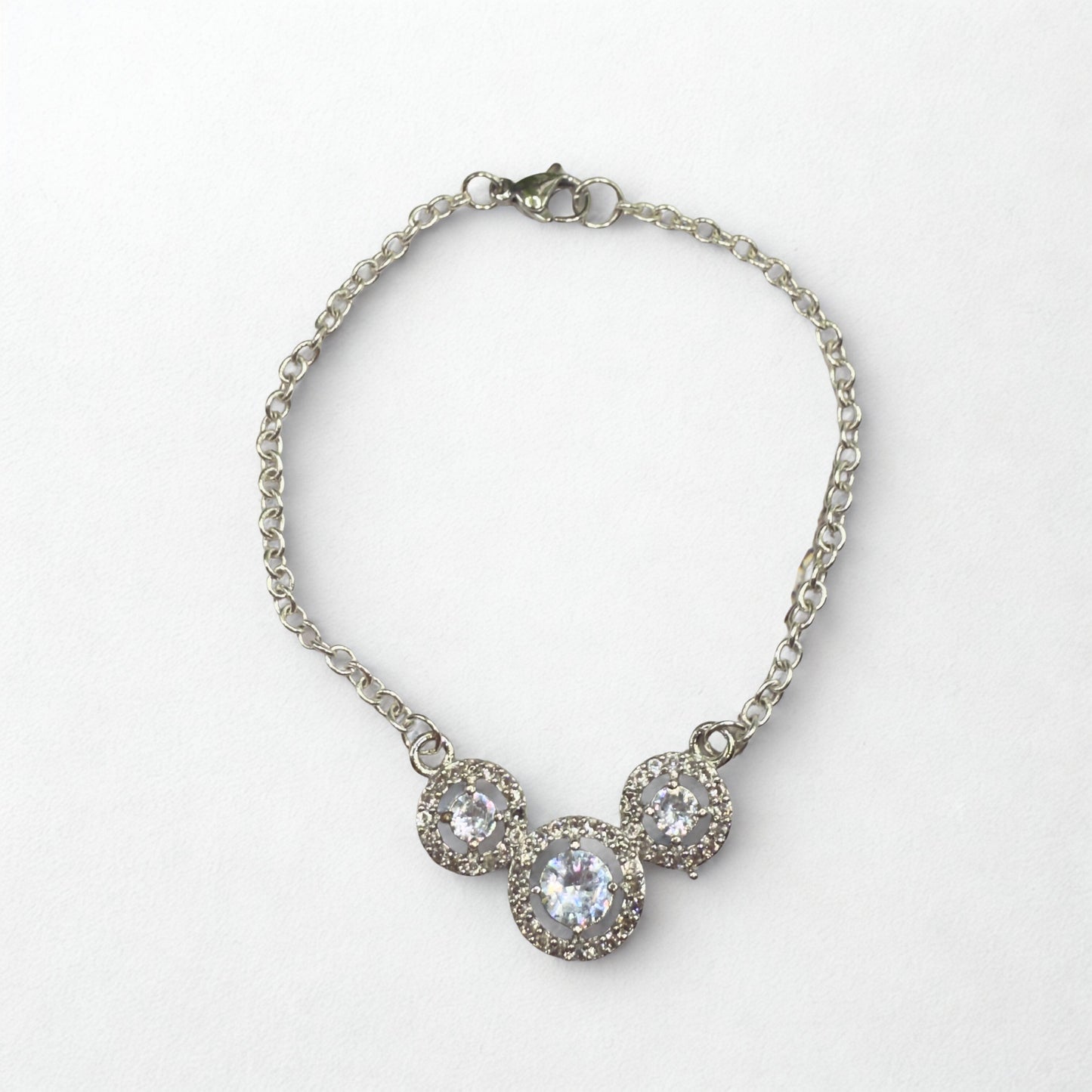 Triple Circle Round Clear Rhinestone Silver Doll Necklace • 18 Inch Fashion Doll Jewelry