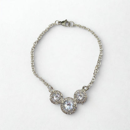 Triple Circle Round Clear Rhinestone Silver Doll Necklace • 18 Inch Fashion Doll Jewelry