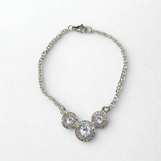 Triple Circle Round Clear Rhinestone Silver Doll Necklace • 18 Inch Fashion Doll Jewelry