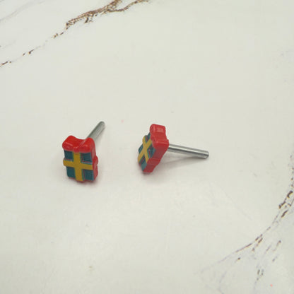 Christmas Gift Present Red Green Post Doll Earrings • 2mm Post for 18 Inch Fashion Doll