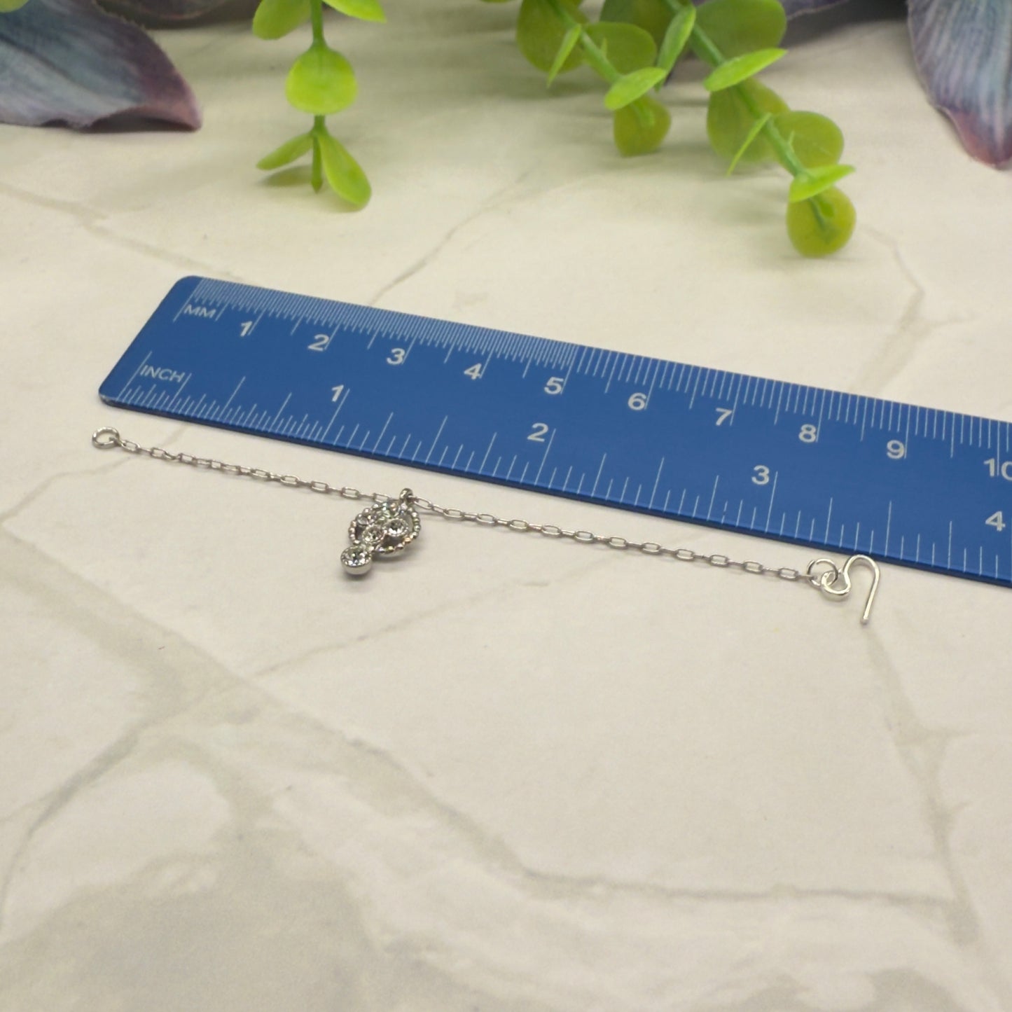 Rhinestone Round Drop Pendant Silver Chain Doll Necklace • 16” Doll Jewelry