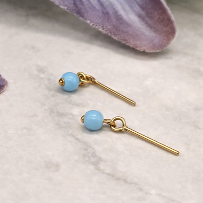 Turquoise Blue Glass Drop Dangle Doll Earrings • 16 Inch Fashion Doll Jewelry
