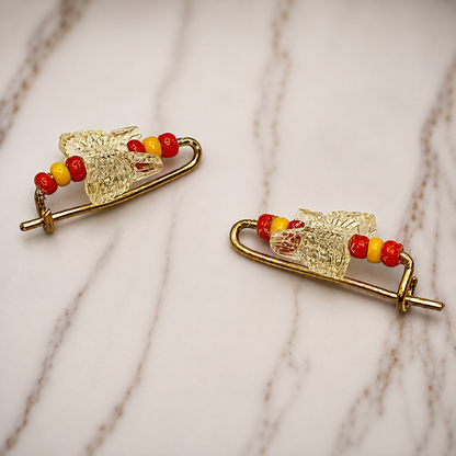 Light Yellow & Red Butterfly Doll Hair Barrettes 14-18” Fashion Dolls • Doll Hair Accessories