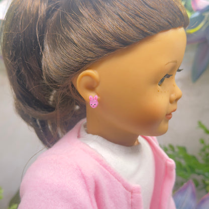 Pink Easter Bunny Post Doll Earrings • 2mm Post for 18 Inch Fashion Doll (Copy)