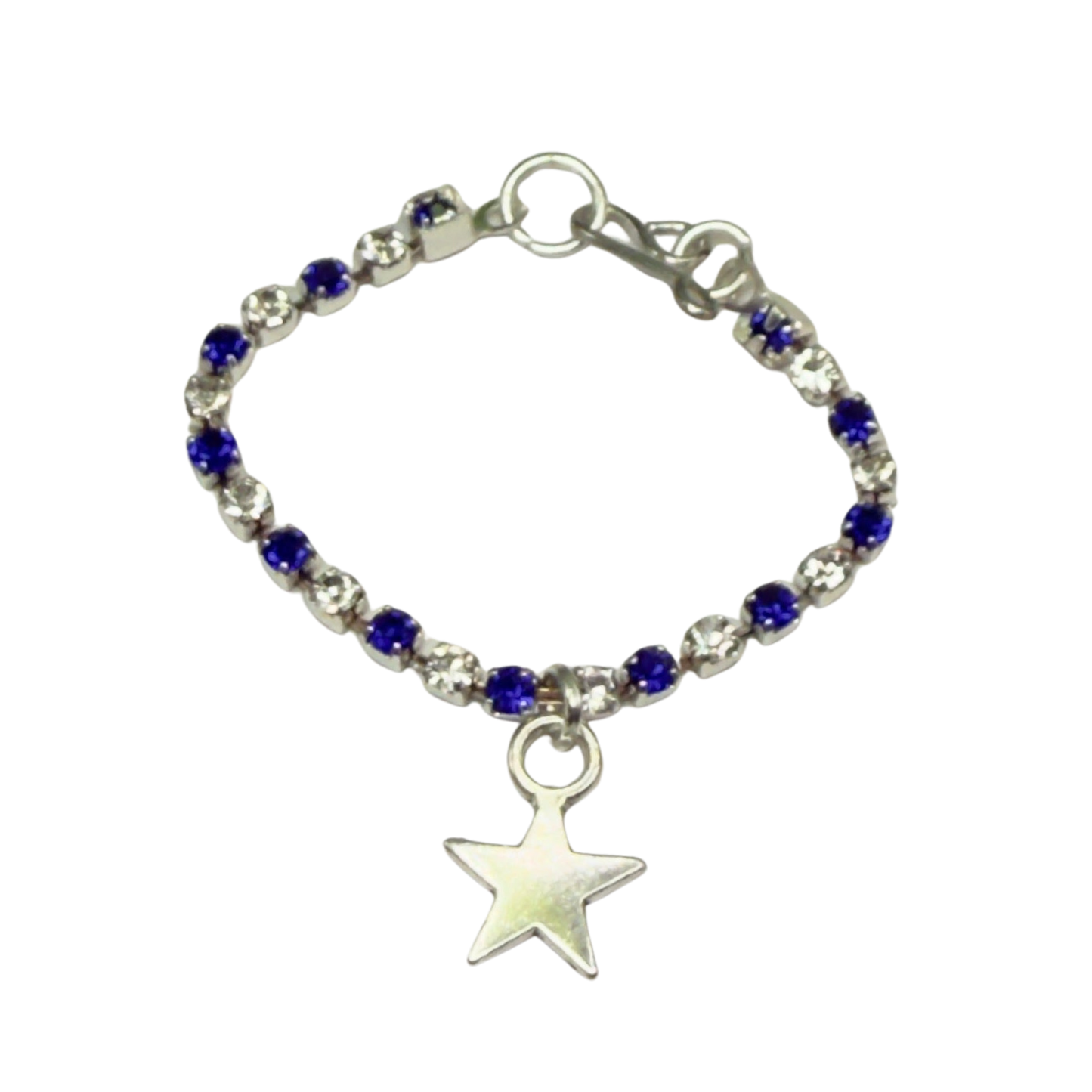 Blue & Clear Rhinestone Silver Star Charm Doll Necklace for 16 Inch Fashion Doll