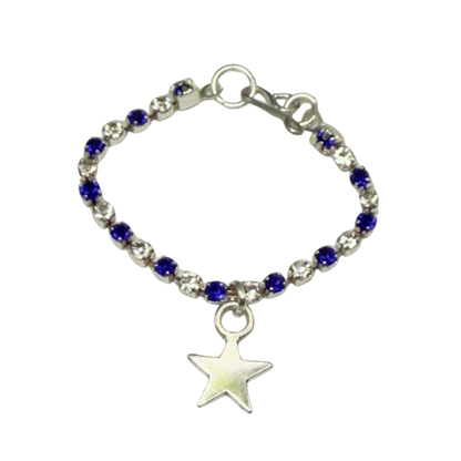 Blue & Clear Rhinestone Silver Star Charm Doll Necklace for 16 Inch Fashion Doll