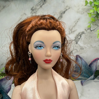 Silver Dangle Pink Beaded Doll Earrings • 16 Inch Fashion Doll Jewelry