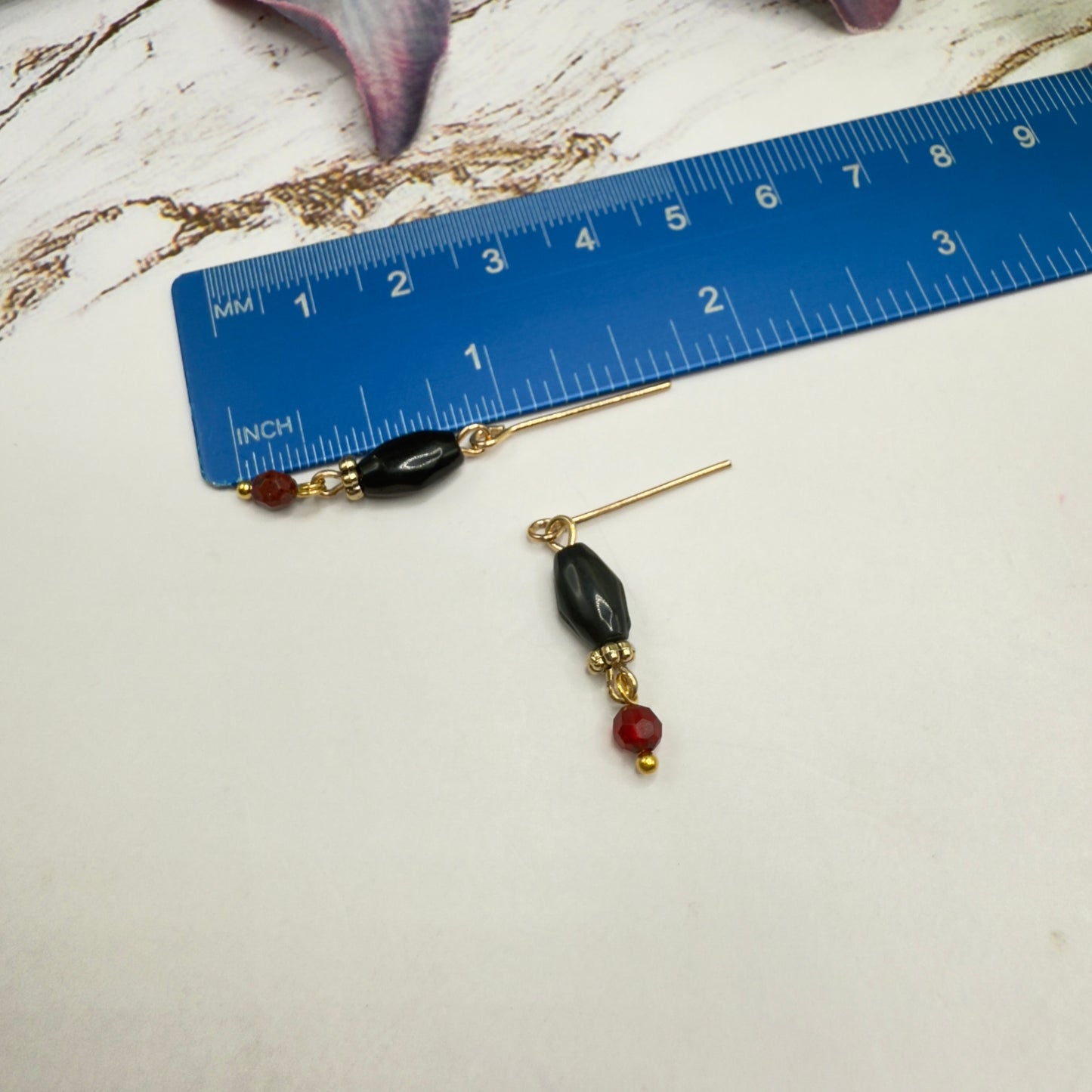 Red Black Beaded Dangle Doll Earrings • 18 Inch Fashion Doll Jewelry