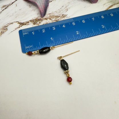 Red Black Beaded Dangle Doll Earrings • 18 Inch Fashion Doll Jewelry