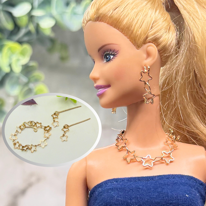 Open Work Gold Star Chain Doll Necklace & Earrings Set for 10-12 Inch 1:6 Fashion Doll