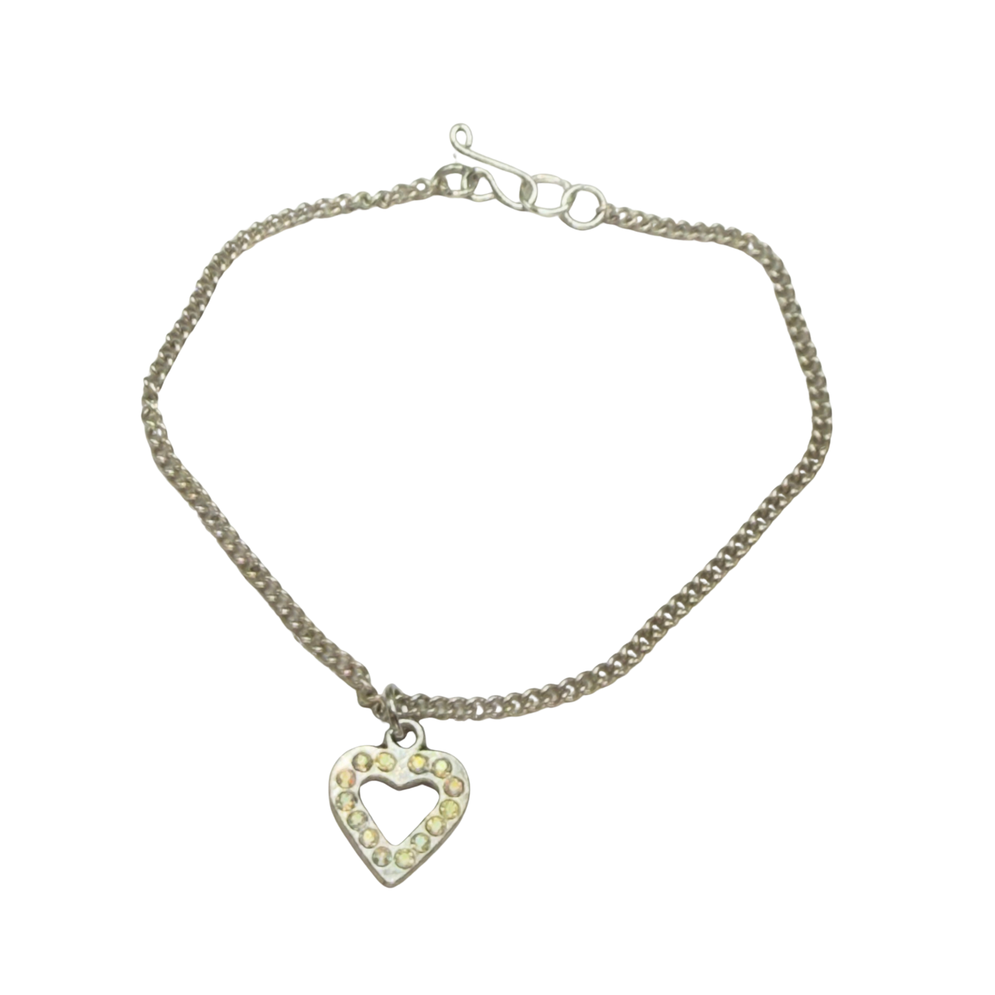 Rhinestone Heart Charm Silver Doll Necklace • 18 Inch Fashion Doll Jewelry