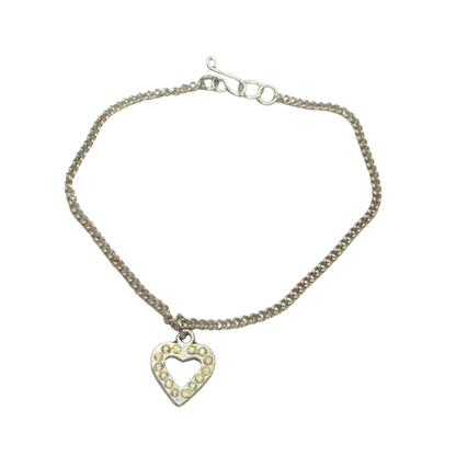 Rhinestone Heart Charm Silver Doll Necklace • 18 Inch Fashion Doll Jewelry