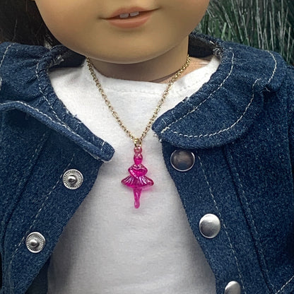 Pink Ballerina Dancer Pendant Doll Necklace •18 inch Fashion Doll Jewelry