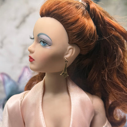 Bronze Brass Fan Filigree Vintage Style Dangle Doll Earrings • 16 Inch Fashion Doll Jewelry