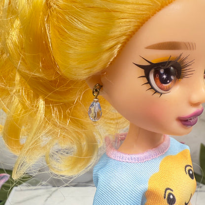 Light Blue Glass Crystal Dangle Earrings • 10-12 Inch Fashion Doll Jewelry 1:6