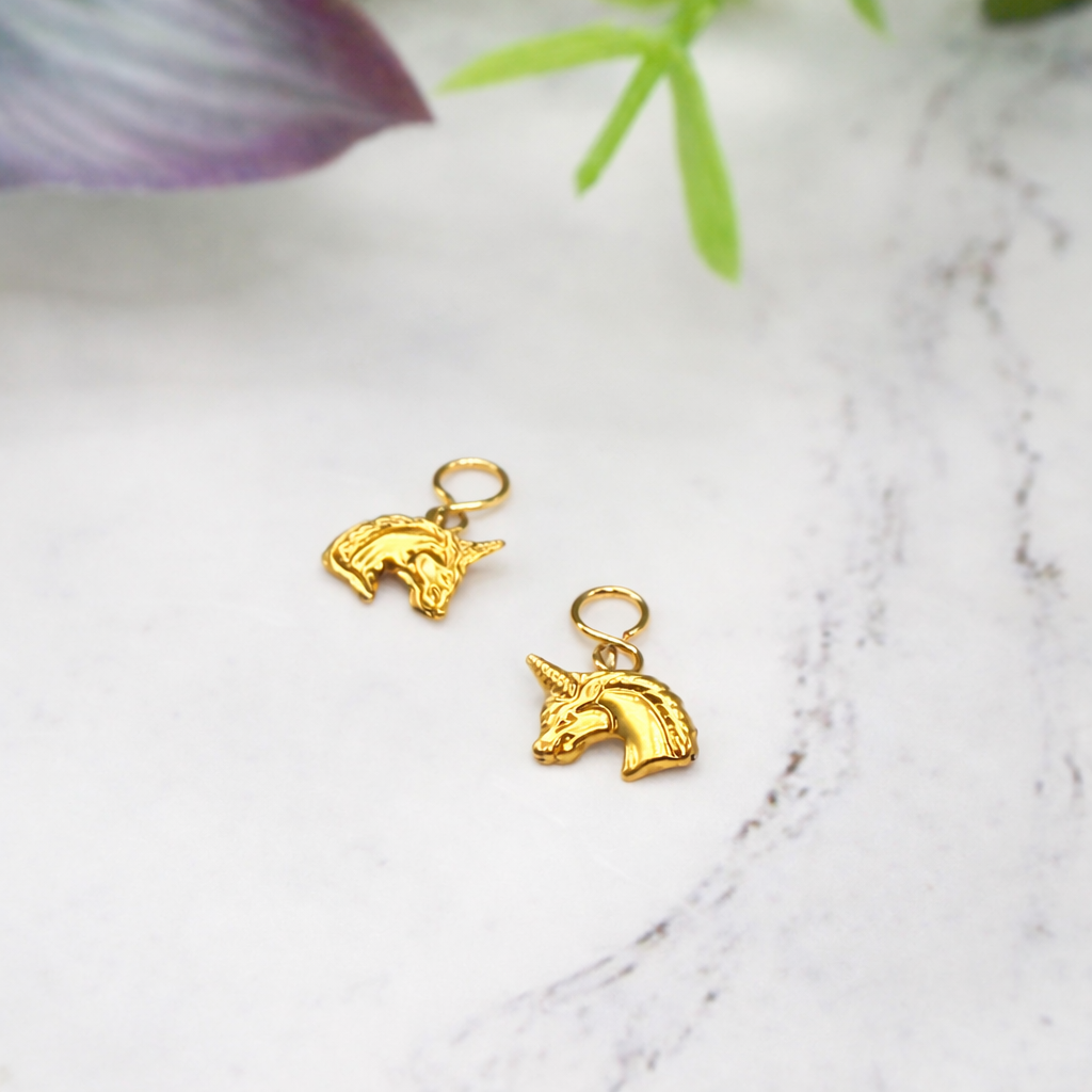 Gold Unicorn Doll Earring DANGLE ONLY • Fits 2mm Post • 18” Fashion Doll Jewelry