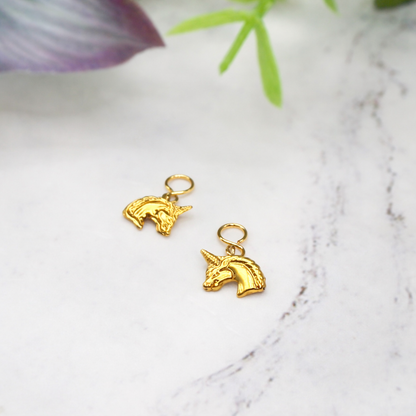 Gold Unicorn Doll Earring DANGLE ONLY • Fits 2mm Post • 18” Fashion Doll Jewelry