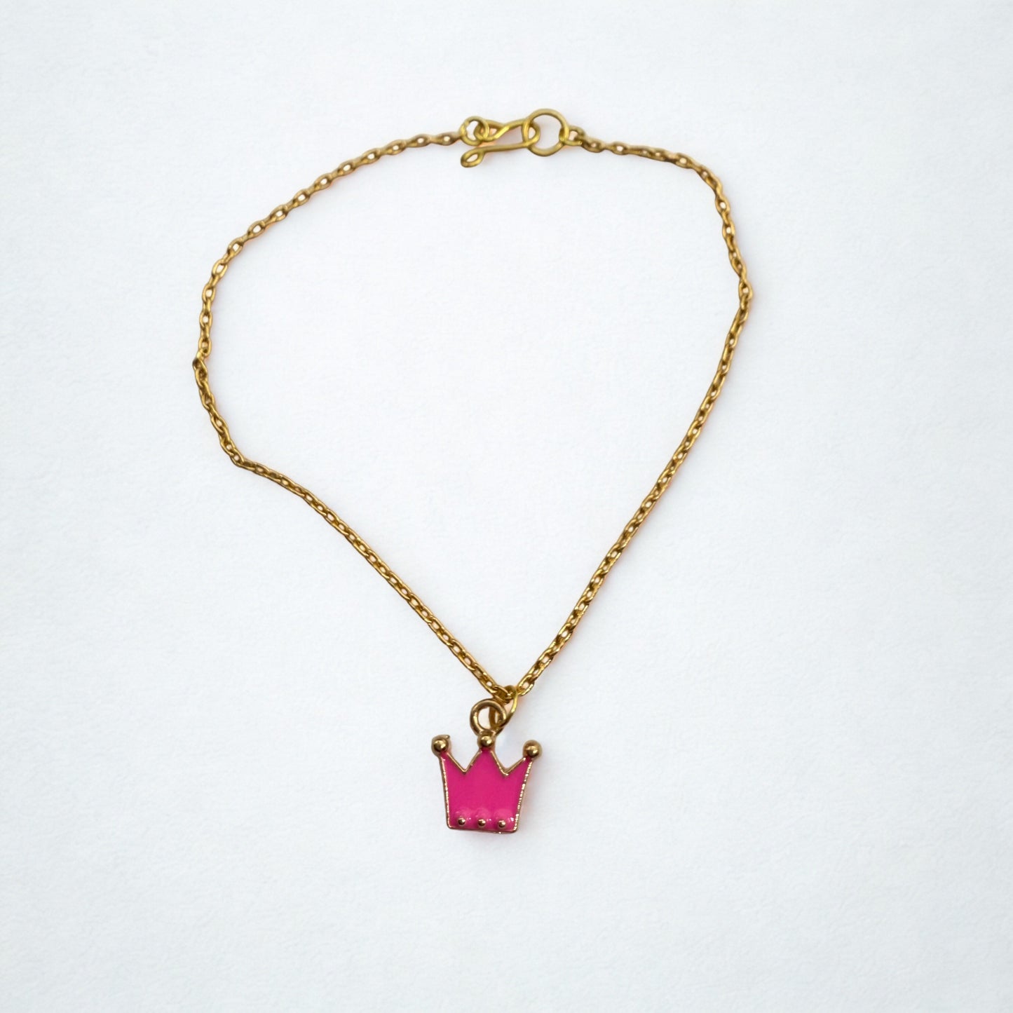 Pink Crown Charm Gold Chain Doll Necklace • 18 Inch Fashion Doll Jewelry