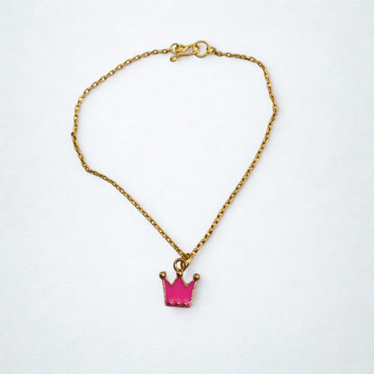 Pink Crown Charm Gold Chain Doll Necklace • 18 Inch Fashion Doll Jewelry