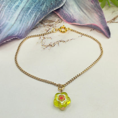Yellow Translucent Flower Charm Gold Chain Doll Necklace • 18 Inch Fashion Doll Jewelry