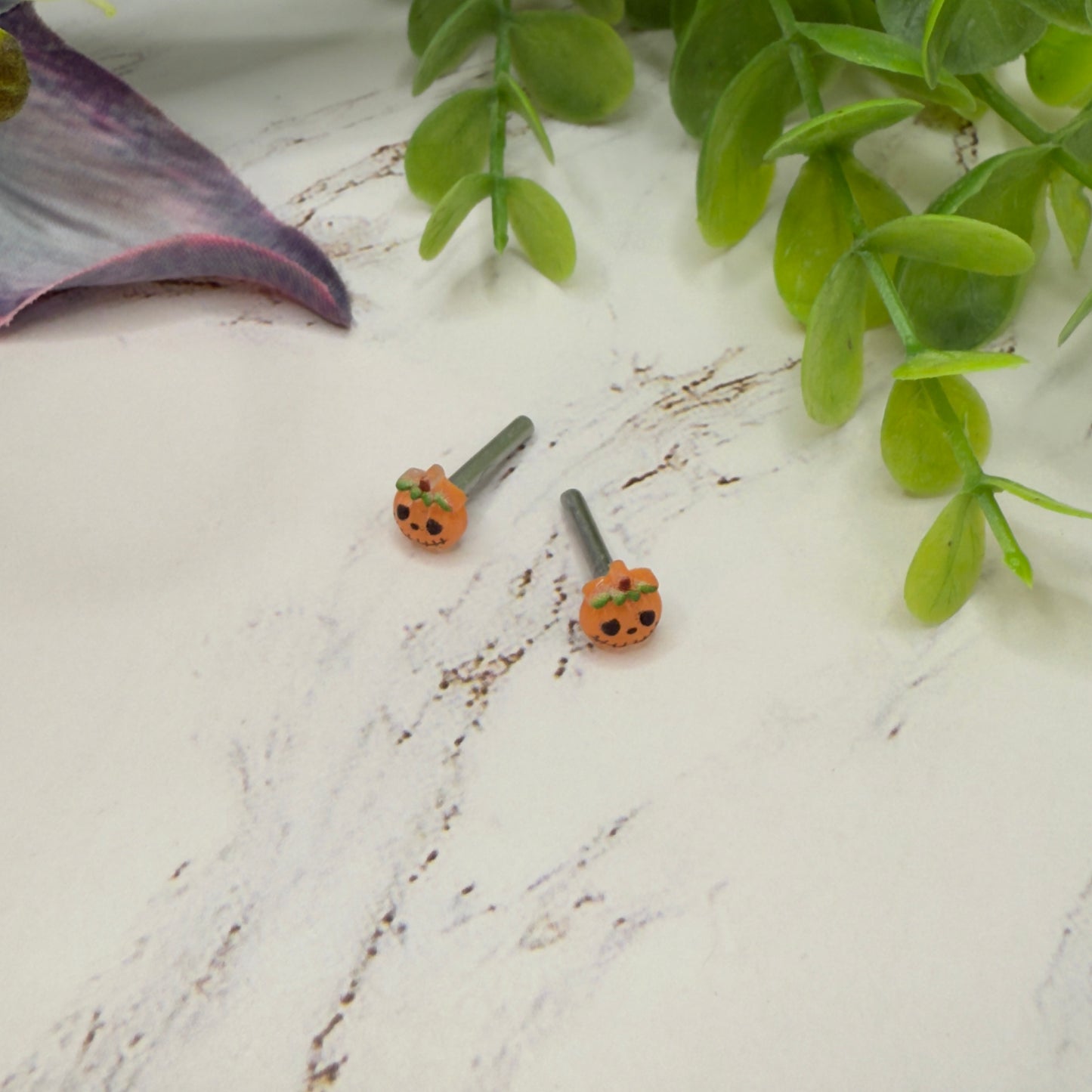 Pumpkin Halloween Post Doll Earrings • 2mm Post • fits 18” American Girl Doll