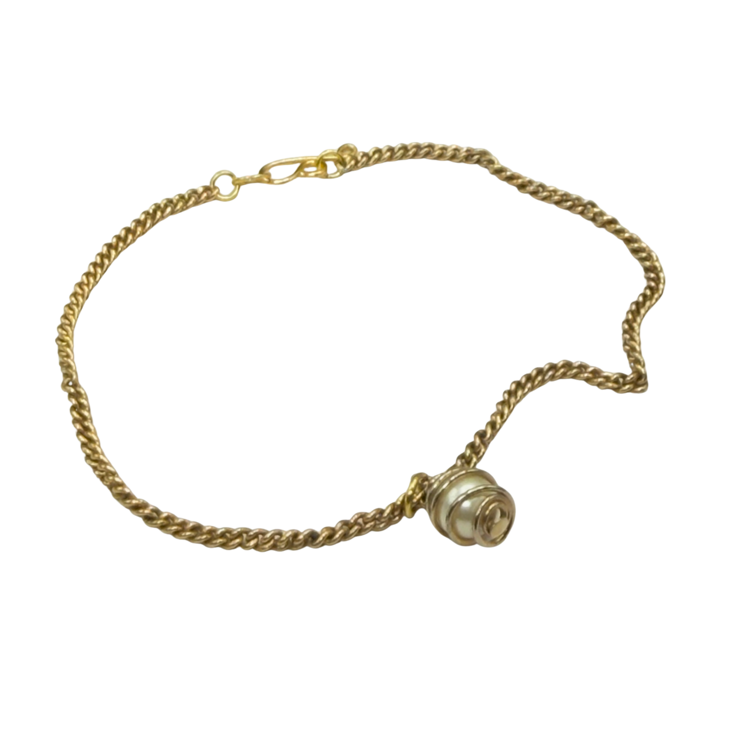 Swirl Wire Wrapped Cage Pearl Drop Charm Gold Doll Necklace • 18 Inch Fashion Doll Jewelry