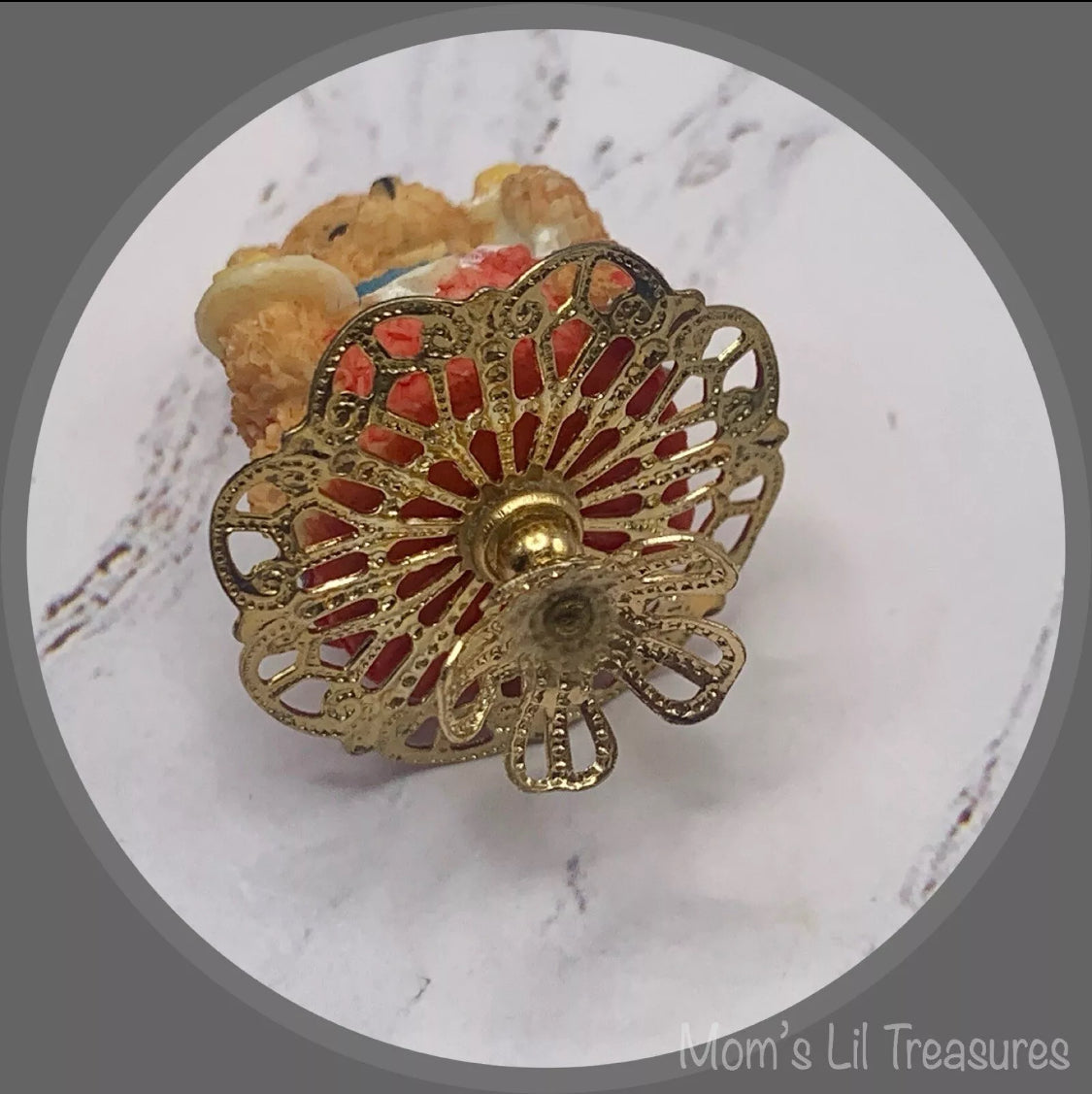 Dollhouse Miniatures • Teddy Bear Birthday Cake On Pedestal Platter