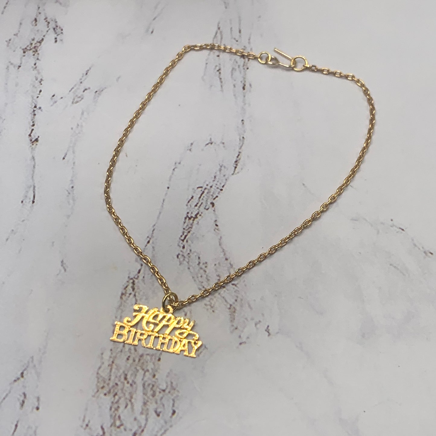 Happy Birthday Pendant Gold Chain Doll Necklace • 18 Inch Doll Jewelry