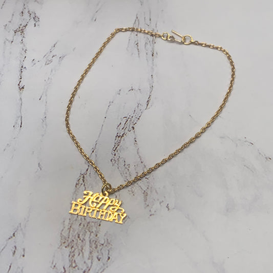 Happy Birthday Pendant Gold Chain Doll Necklace • 18 Inch Doll Jewelry