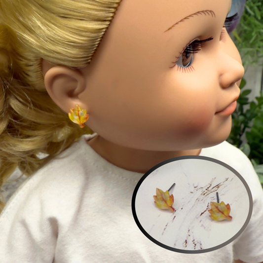 Fall Autumn Leaves Leaf Post Doll Earrings  • 18 Inch Fashion Doll Jewelry