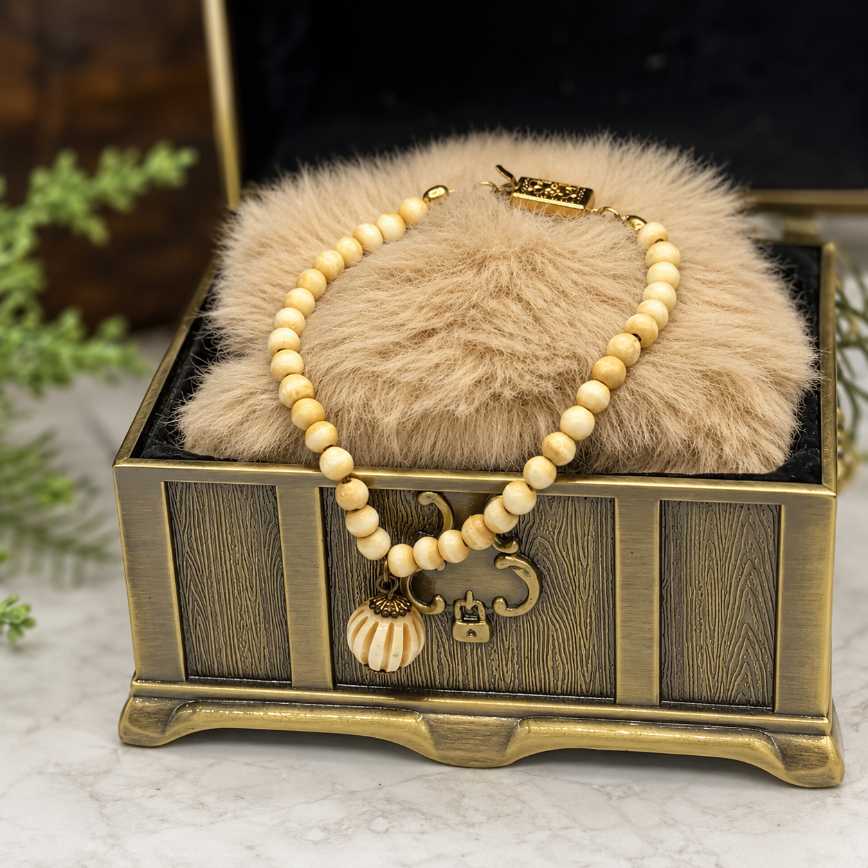 Off White Cream Color Beaded Pendant Doll Necklace •18 Inch Fashion Doll Jewelry