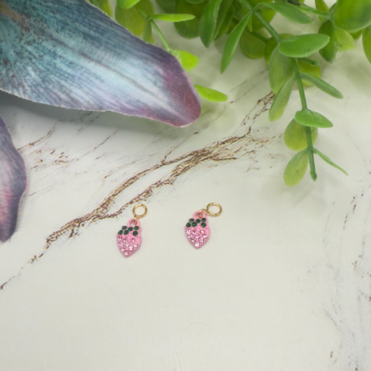 Pink Strawberry Rhinestone Accents Doll Earring DANGLE ONLY • 18” Fashion Doll Jewelry