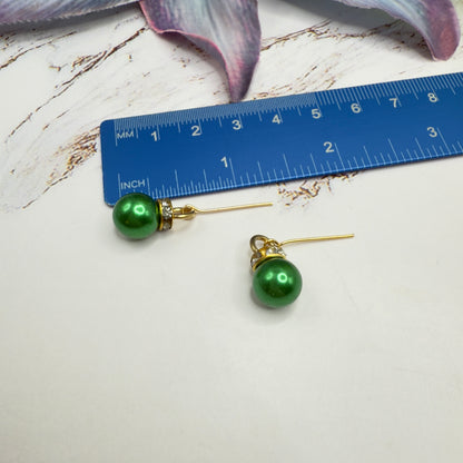 Green Christmas Ornament Charm Dangle Doll Earrings • 18 Inch Fashion Doll Jewelry