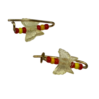 Light Yellow & Red Butterfly Doll Hair Barrettes 14-18” Fashion Dolls • Doll Hair Accessories