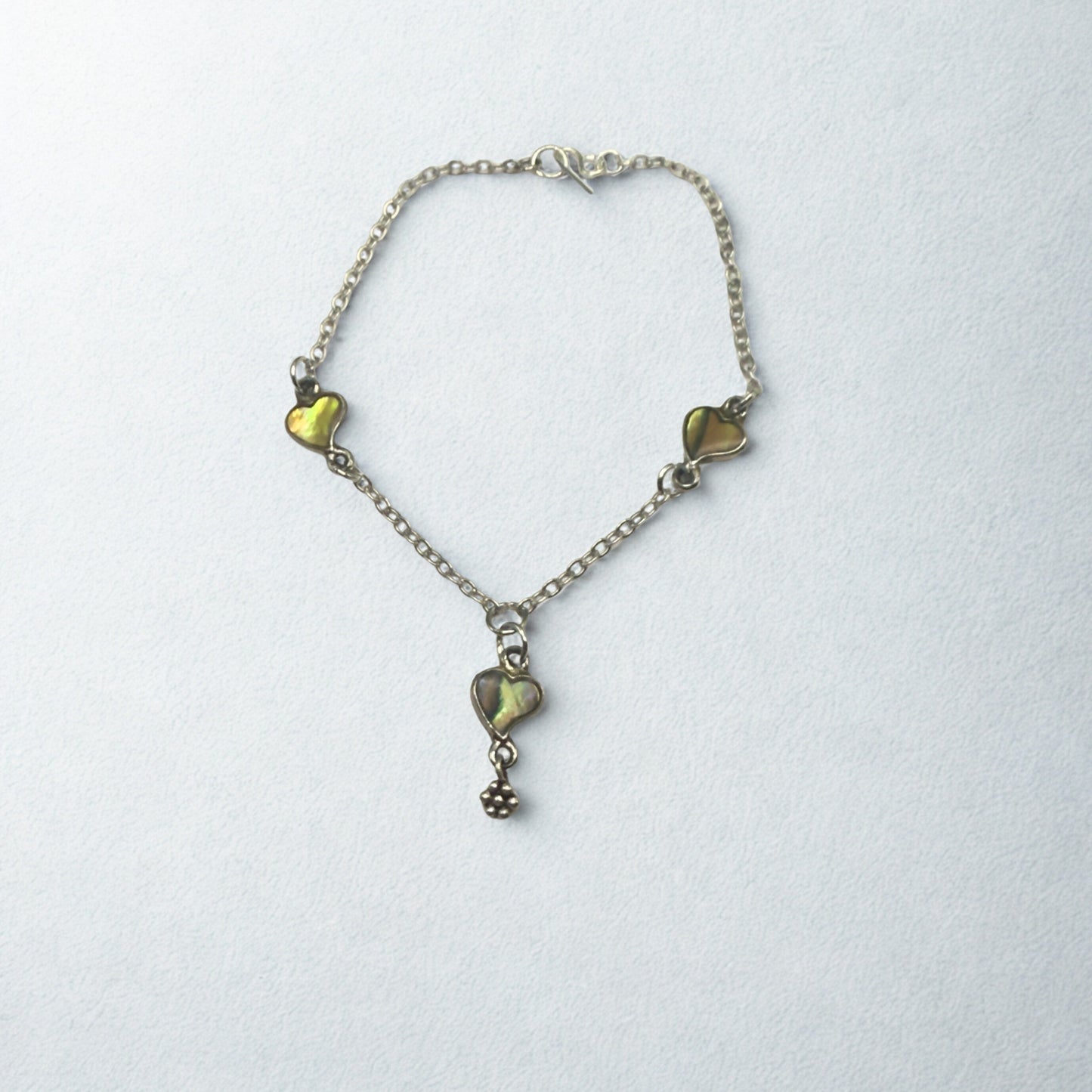 Green Multi Tone Abalone Heart Charm Y-Style Doll Necklace • 18 Inch Fashion Doll Jewelry